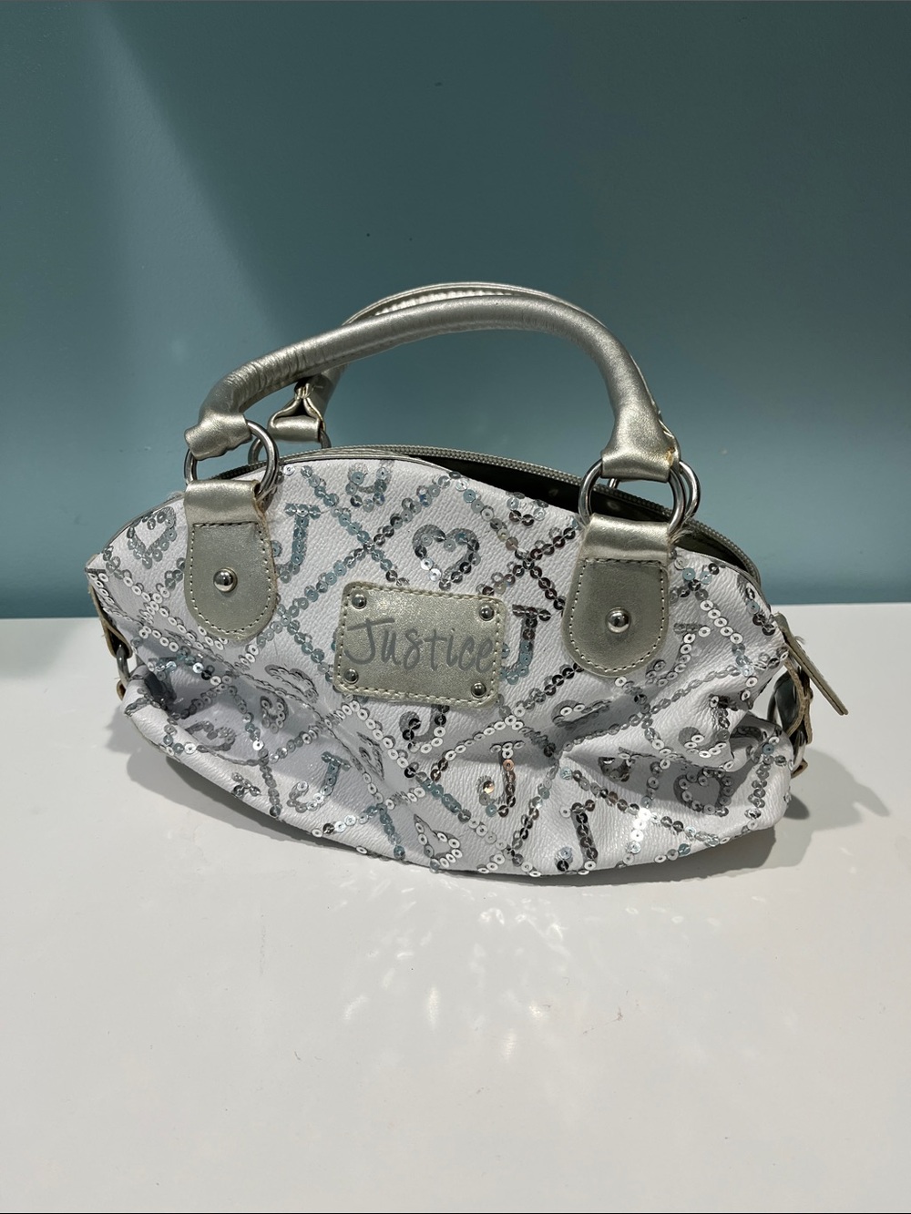 Justice Silver Sequin Mini Satchel